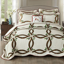 Load image into Gallery viewer, CHAUSUB New Christmas Ribbons Quilt Set 3PCS Washed Cotton Quilts quilted BedSpread Bed Cover Pillowcase King Size Coverlet Set